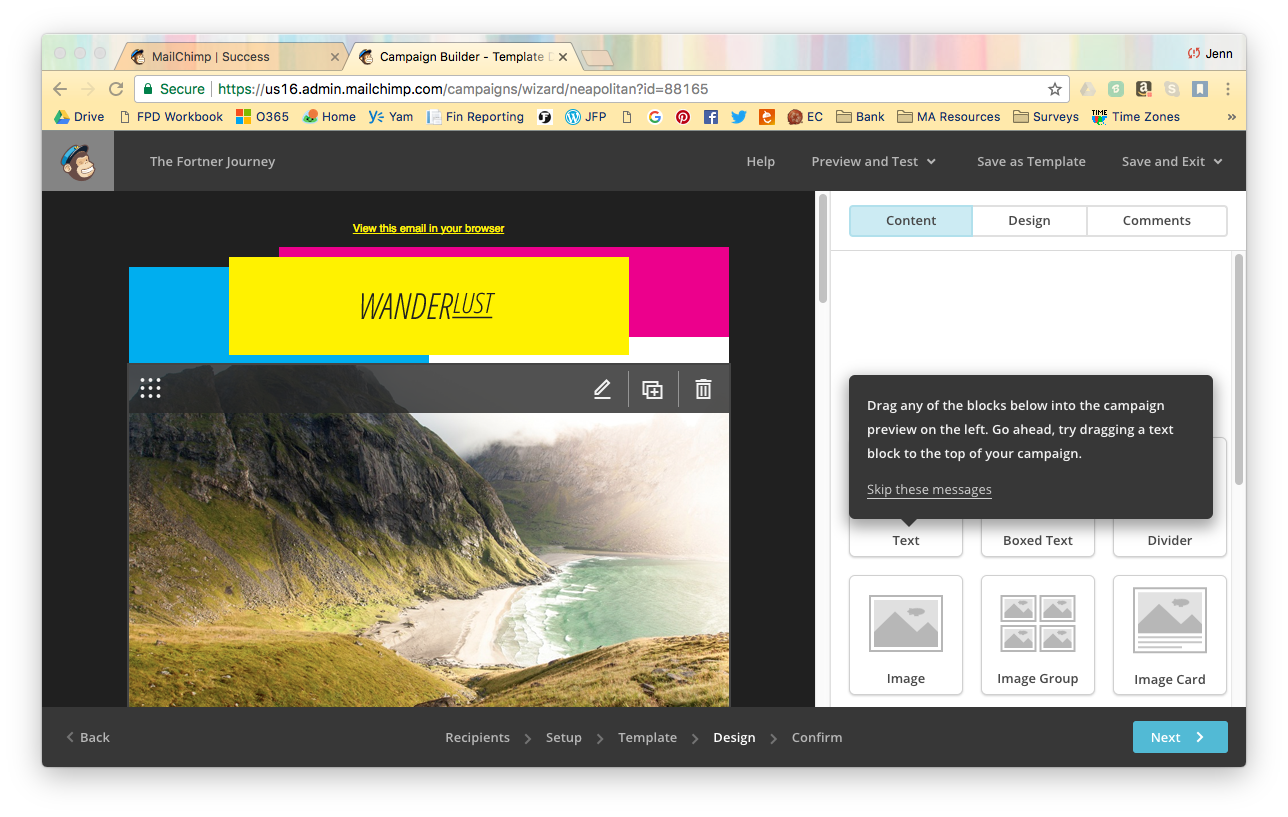 Start creating mailchimp